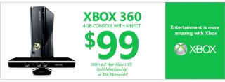 Xbox 360 4 GB with Kinect + Xbox Live   