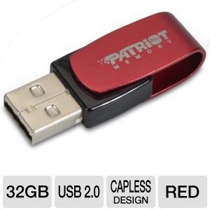 Patriot PSF32GAUSB Axle USB Flash Drive   32GB, USB 2.0, Red at 