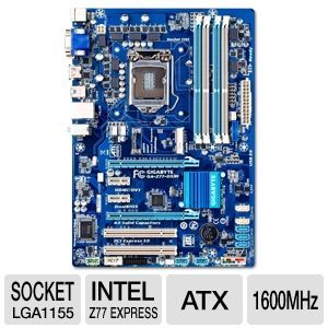 GIGABYTE GA Z77 DS3H Intel 7 Series Motherboard   ATX, Socket H2 