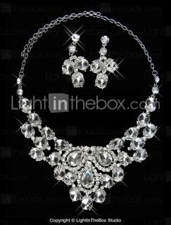 Gorgeous Rhinestone Royal Ladies Necklace and Earrings Jewelry Set (50 