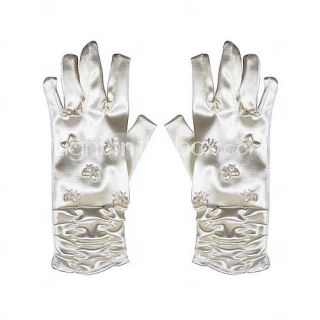 Satin Handgelenk Länge Fingerspitzen Blumenmädchen Handschuhe mit 