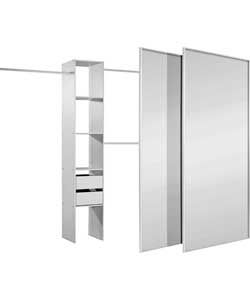 Buy White/Mirror Sliding Wardrobe Door and Interior Kit   Small at 