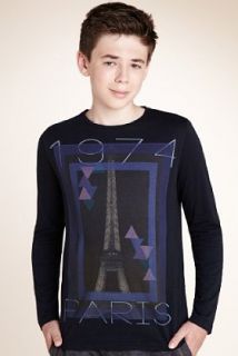 Boys Limited Pure Cotton Paris Eiffel Slub T Shirt   Marks & Spencer 