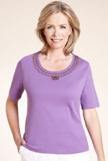 Classic Collection Pure Cotton Disc & Bead Embellished Top   Marks 