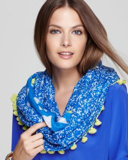 DIANE von FURSTENBERG Printed Infinity Scarf with Poms  Bloomingdale 