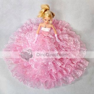 Wholesale Cloth Layered Ball Strapless Barbie Wedding Dress 