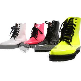 Wholesale Women Patent Leather Lace Up Ankle Boots   