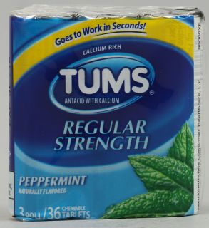 Tums Regular Strength Antacid Calcium Supplement 3 Roll Pack 