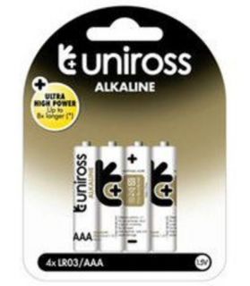 Uniross Ultra High Power Alkaline AAA Battery   4 Pack  Ebuyer