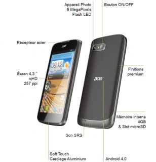SMARTPHONE E350 LIQUID GALLANT DUO NOIR (ACER LIQUID GALLANT DUO E350 