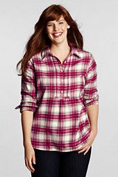 Lands End   Womens Plus Size Pattern Pintuck Flannel Tunic customer 