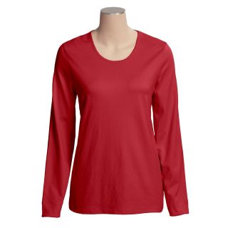 Cotton Scoop Neck T Shirt   Long Sleeve (For Women)   Save 62% 