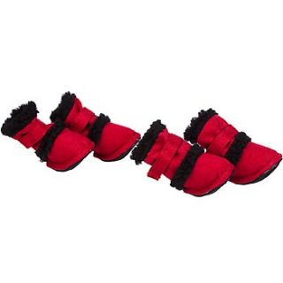 Home Dog Apparel Pet Life Red Shearling Duggz Dog Boots