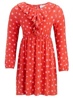 Buy John Lewis Girl Frill Neck Star Dress, Red online at JohnLewis 
