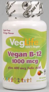 VegLife Vegan B12 Orange    1000 mcg   50 Lozenges   Vitacost 