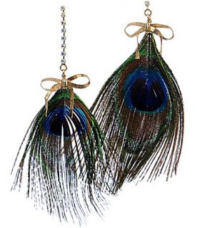 Betsey Johnson Asian Jungle Peacock Feather Drop Earrings  Dillards 