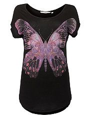 Black (Black) Black Cosmic Butterfly T Shirt  260010701  New Look