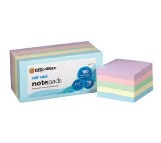 OfficeMax Assorted Colors Removable Notes 3 x 3 18/pk