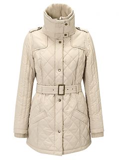 Buy John Lewis Knitted Trim Quilted Coat, Neutrals online at JohnLewis 