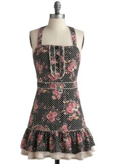 Wink and a Flounce Dress   Black, Multi, Polka Dots, Floral, Buttons 