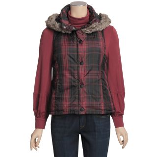 True Grit Printed Puffers Hooded Vest   Faux Fur (For Women)   Save 71 