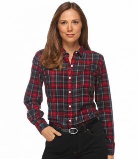 Wrinkle Resistant Pin Tucked Shirt, Plaid Casual   at L 