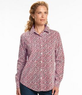 Womens Wrinkle Resistant Pinpoint Oxford Shirt, Long Sleeve Print 