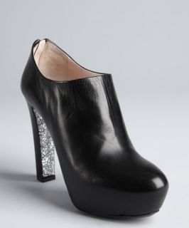 Miu Miu black leather glitter sole ankle booties