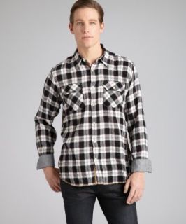 Shirt by Shirt  black and white cotton blend plaid print button front 