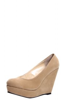  Footwear  Wedges  Olivia Tan Suedette Wedge Court 