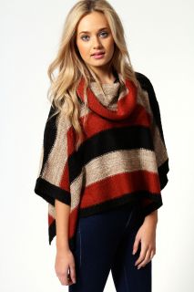  Sale  Autumn Winter  Nicola Striped Knitted Poncho