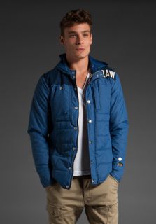 STAR Hawkeye Quilted Hooded Jacket in Sub Blue  