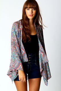  Sale  Coats & Jackets  Andrea Paisley Drape Front 