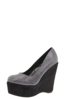 Maddox Silver Metallic Sparkle Suedette Wedge at boohoo