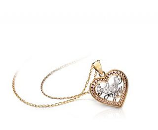 Love You Heart Pendant in 14k Yellow, White and Rose Gold  Blue 