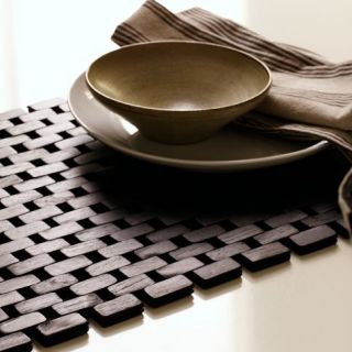 Black Wood Tile Placemat Set