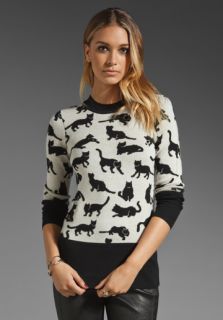10 CROSBY DEREK LAM Kitty Print Pullover in Black/Soft White at 