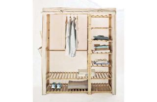 Polycotton and Wood Triple Wardrobe   Cream. from Homebase.co.uk 
