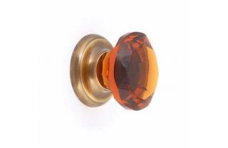 Amber Glass and Antique Brass Wardrobe Door Knob   50mm from Homebase 