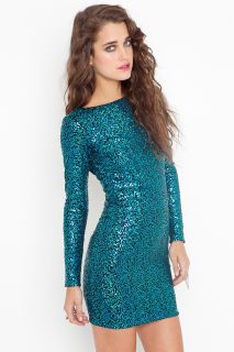 Nikki Sequin Dress   Turquoise in Whats New at Nasty Gal 