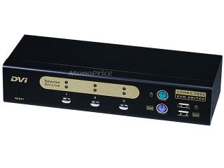 Large Product Image for 3 Port DVI Audio USB & PS2 Combo KVM Switch 