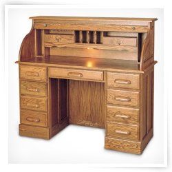 Haugen Traditional Oak Rolltop Double Pedestal Desk