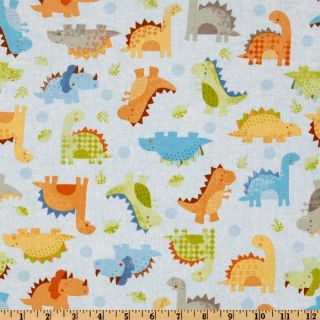 Babysaurus Baby Dinos All Over Blue   Discount Designer Fabric 