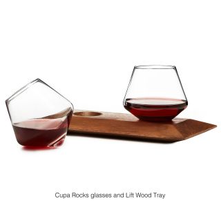 CUPA GLASSES & WOOD HOLDER  handblown glass, tumblers  UncommonGoods