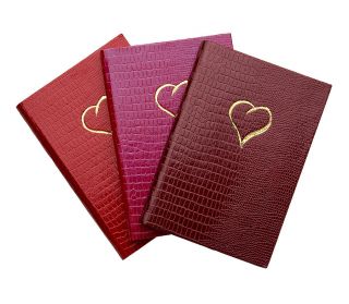 set of three heart embossed notebooks by sloane stationery 