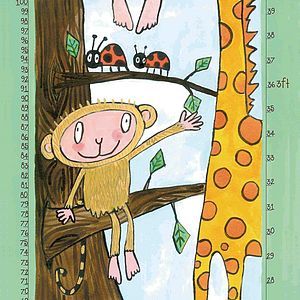 Giraffe And Monkey Animal Height Chart   childrens room accessories
