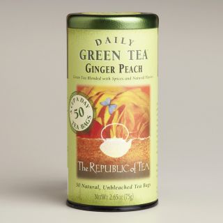 The Republic of Tea Ginger Peach Green Tea, 50 Count Tin  World 