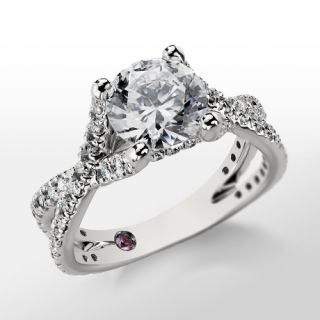 Monique Lhuillier Twist Cathedral Diamond Engagement Ring in Platinum 