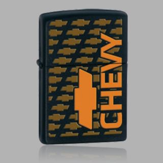 Zippo 28011 Classic Chevy Logo Orange on Black Matte Lighter US 