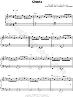 Image of Coldplay   Clocks Sheet Music (Easy Piano)    
